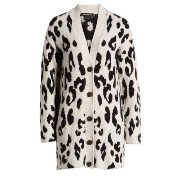 SOMETHING NAVY Leopard V Neck Long Cardigan Sweater Size M NWT - Picture 11 of 11
